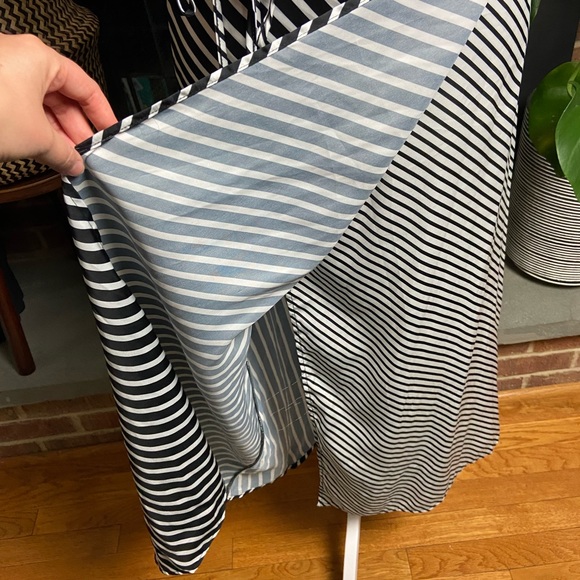 Striped Off-The-Shoulder Midi Wrap Dress, Size M - Picture 13 of 14
